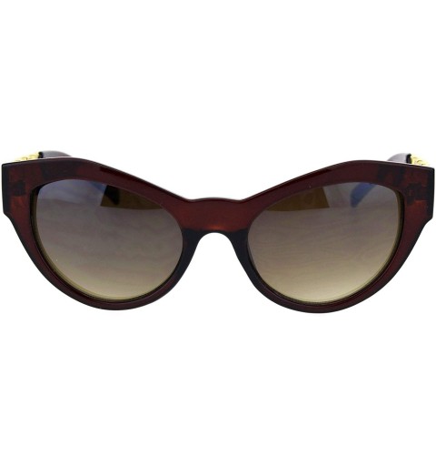 Cat Eye Womens Heavy Thick Metal Chain Arm Squared Cat Eye Sunglasses - All Brown - CY18QIN56LC $10.61