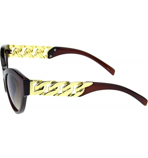 Cat Eye Womens Heavy Thick Metal Chain Arm Squared Cat Eye Sunglasses - All Brown - CY18QIN56LC $10.61