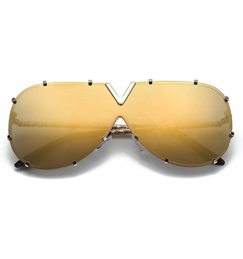 Goggle Fashion V Oversized Sunglasses Men Women Mirror Driving Sunglass Eyewear Luxury Cool Metal Frame UV400 Sun - 1 - CF198...