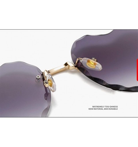 Rimless Heart-Shaped Rimless Sunglasses Women Gradient Lens Shade UV Protection - C6 - CR190O8SAZ2 $7.61