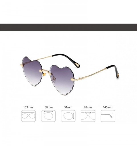 Rimless Heart-Shaped Rimless Sunglasses Women Gradient Lens Shade UV Protection - C6 - CR190O8SAZ2 $7.61