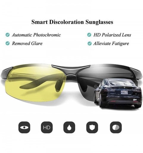 Aviator Photochromic Polarized Sunglasses Men Women for Day and Night Driving Glasses - 8003-yellow - C018YW95KRS $25.42