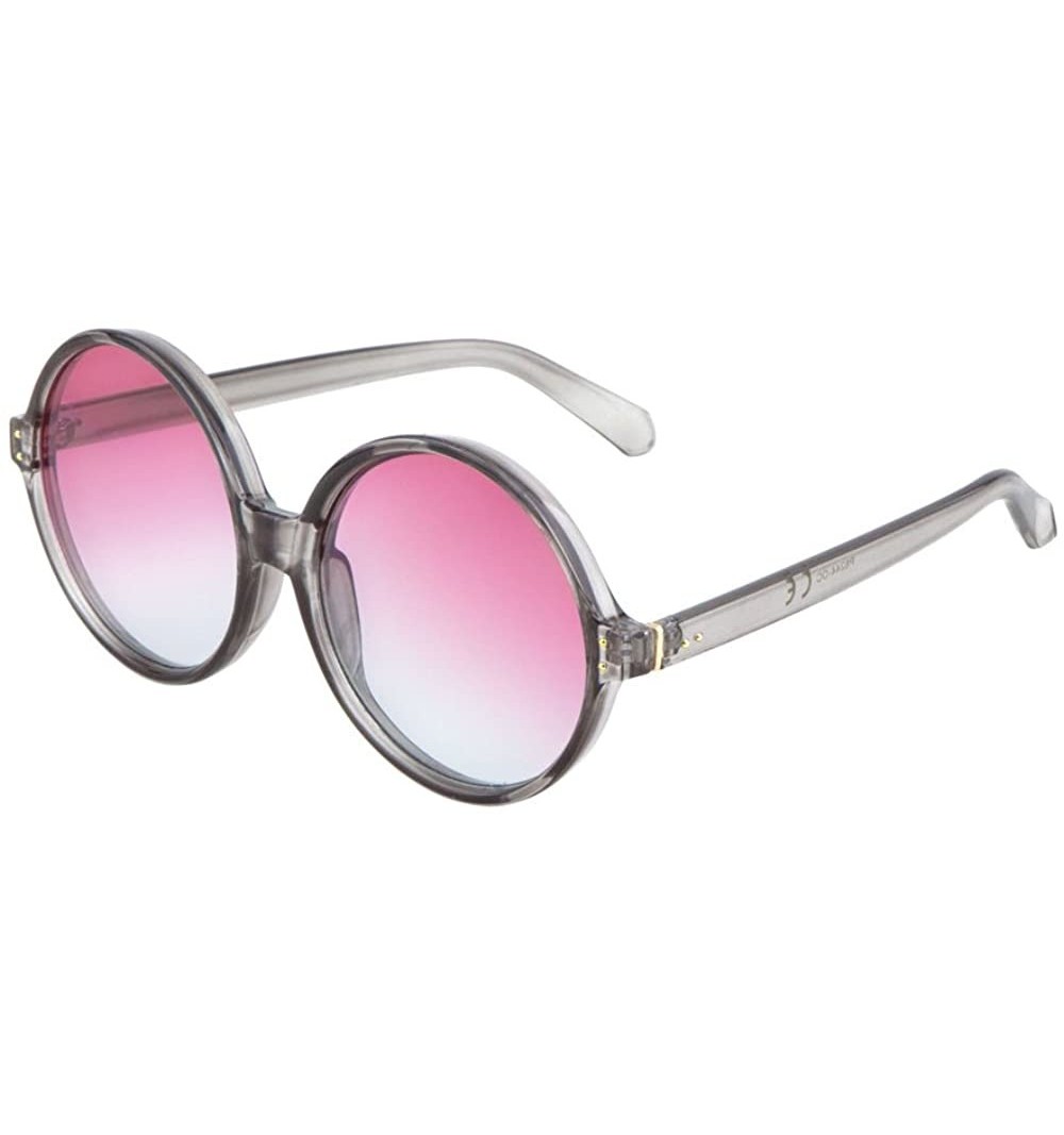 Oversized Mod Round Sunglasses for Women Men UV Protected Runway Fashion - 57mm/Gray/Pink-clear - CC182IOXHXN $9.57