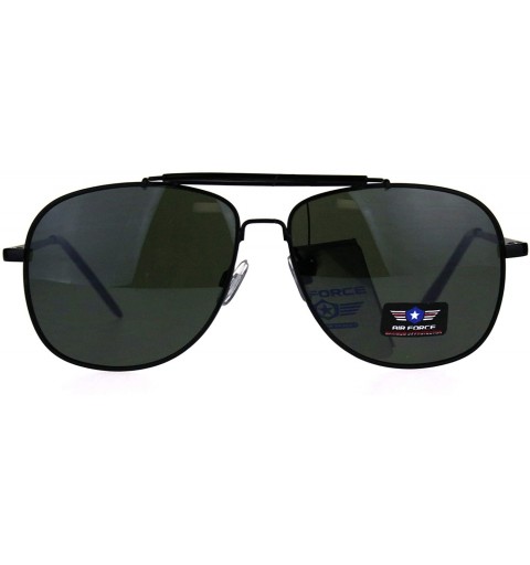 Rectangular Mens Air Force Rectangular Police Flat Top Pilots Sunglasses - Black Green - CF1884AEUG3 $9.12