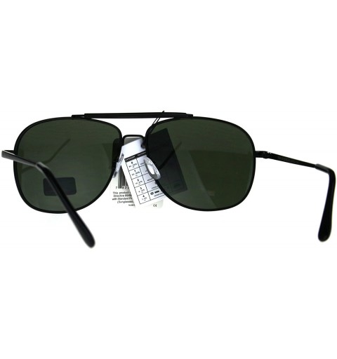 Rectangular Mens Air Force Rectangular Police Flat Top Pilots Sunglasses - Black Green - CF1884AEUG3 $9.12