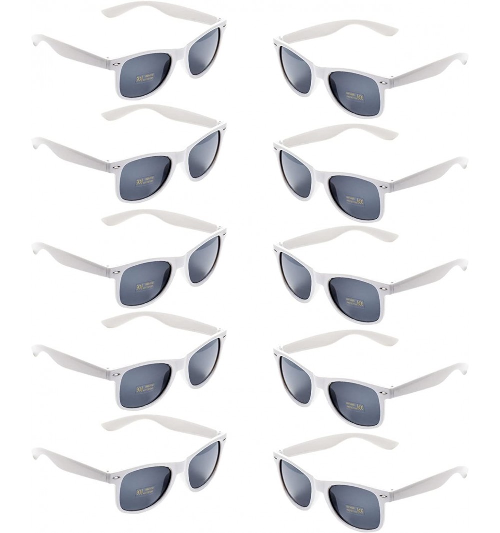 Oversized 10 Packs UV Protection Neon Colors 80's Retro Style Party Favors Sunglasses - White - CF18DZA95IG $13.69