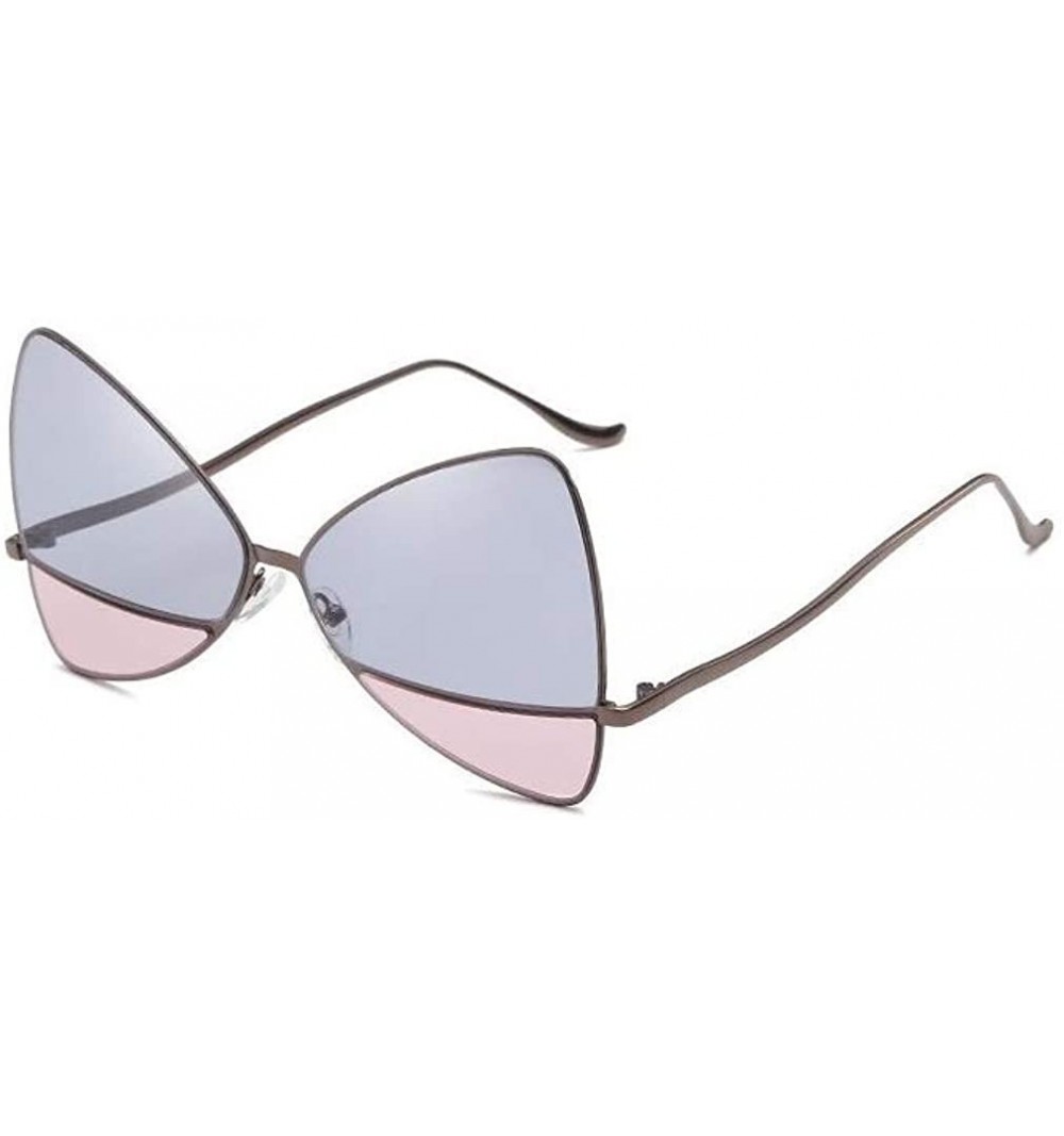 Round Unique Double Lens Butterfly Bowtie Lux Vintage Oversized Designer Triangular Cat Eye Shaped Sunglasses - CJ18HCGH6SH $...