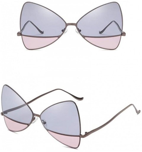 Round Unique Double Lens Butterfly Bowtie Lux Vintage Oversized Designer Triangular Cat Eye Shaped Sunglasses - CJ18HCGH6SH $...