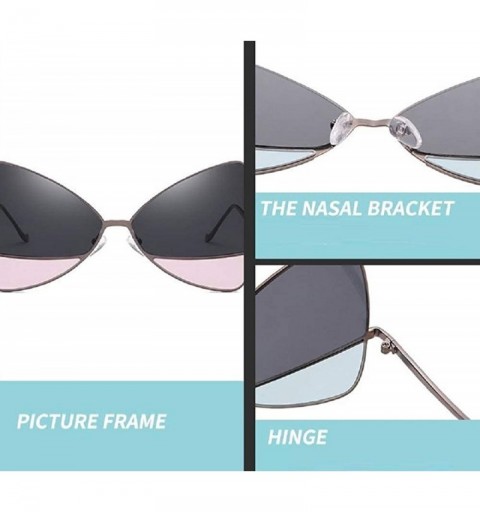 Round Unique Double Lens Butterfly Bowtie Lux Vintage Oversized Designer Triangular Cat Eye Shaped Sunglasses - CJ18HCGH6SH $...