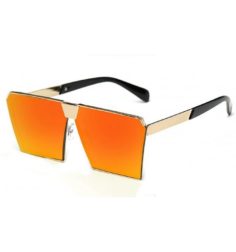 Oversized Women Men Sunglasses Oversized Retro Square Glasses Metal Frame - Red - C618CRURI2Y $8.42