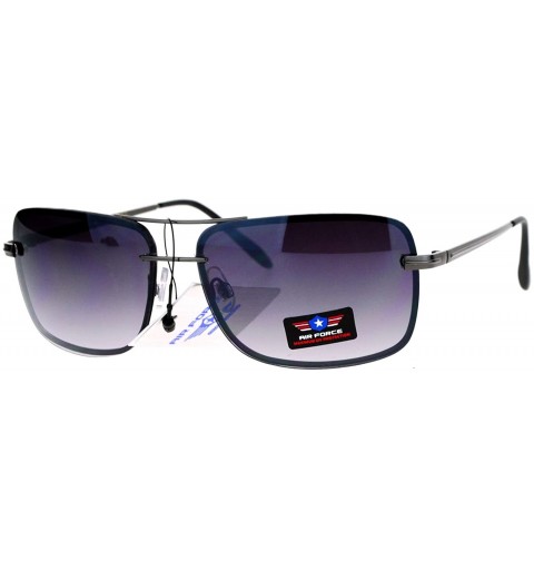 Rimless Air Force Sunglasses Mens Square Metal Rimless Fashion Shades UV 400 - Gunmetal (Smoke) - C71876LS0XM $10.69