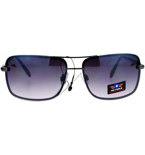Rimless Air Force Sunglasses Mens Square Metal Rimless Fashion Shades UV 400 - Gunmetal (Smoke) - C71876LS0XM $10.69