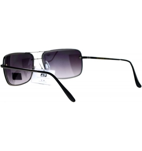 Rimless Air Force Sunglasses Mens Square Metal Rimless Fashion Shades UV 400 - Gunmetal (Smoke) - C71876LS0XM $10.69