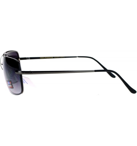 Rimless Air Force Sunglasses Mens Square Metal Rimless Fashion Shades UV 400 - Gunmetal (Smoke) - C71876LS0XM $10.69