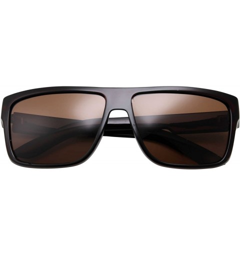 Square Men's Polarized Lens Flat Top Lifestyle Sunglasses - Brown - CA12M436FQ5 $19.84