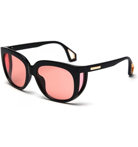 Square New fashion retro square avant-garde big box brand punk side cover ladies sunglasses UV400 - Black&pink - C118T72S2NI ...