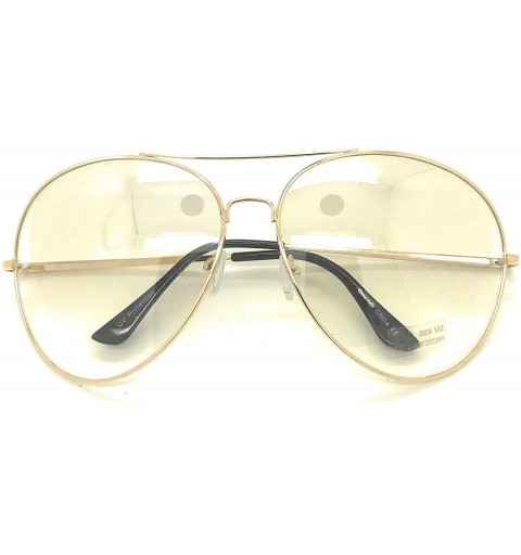 Oversized Classic Non prescription Oversized Aviator Glasses Clear Lens Metal Frame Eyewear for Men Women - CH18U2GU9CY $8.95