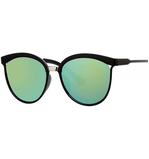 Round Black Cat Eye Sunglasses Women Brand Designer Retro Cateyes Glasses Female Frame Oval Eyewear UV400 Ladies - Gold - C51...
