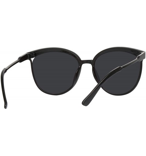 Round Black Cat Eye Sunglasses Women Brand Designer Retro Cateyes Glasses Female Frame Oval Eyewear UV400 Ladies - Gold - C51...