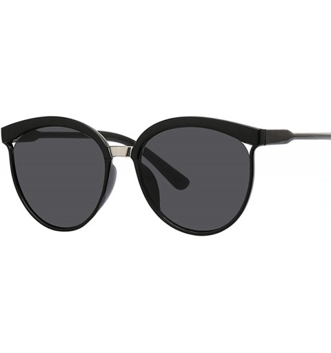 Round Black Cat Eye Sunglasses Women Brand Designer Retro Cateyes Glasses Female Frame Oval Eyewear UV400 Ladies - Gold - C51...
