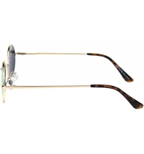 Oval Mens Color Mirror Lens Spring Hinge Oval Round Metal Sunglasses - Gold Pink Mirror - C918RR5S8ME $8.35