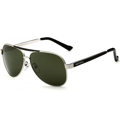 Round Polarized Sunglasses Men Brand Designer Sun Glasses UV 400 Lens - Silver - CY18RRLMNWE $23.12
