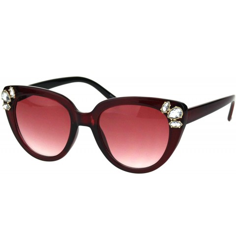 Oversized Womens Large Rhinestone Trim Sparkling Plastic Cat Eye Sunglasses - Black Pink - CR18HCKWDTI $12.16