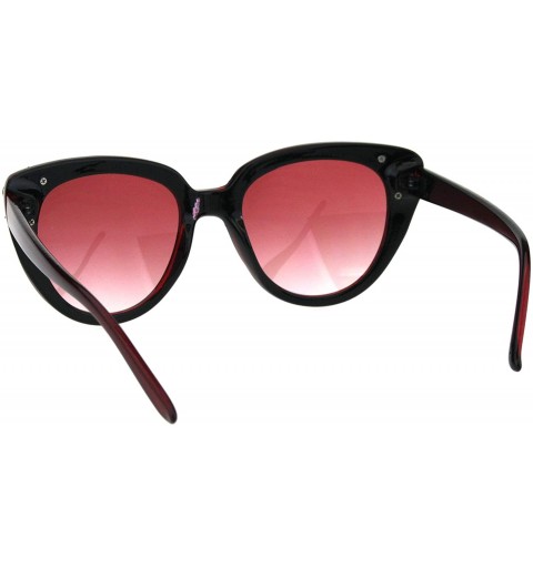 Oversized Womens Large Rhinestone Trim Sparkling Plastic Cat Eye Sunglasses - Black Pink - CR18HCKWDTI $12.16