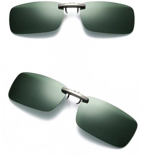 Oval Men Women Detachable Vision Lens Metal Polarized Clip On Sunglasses - Green - CX18GY3MWRT $7.70