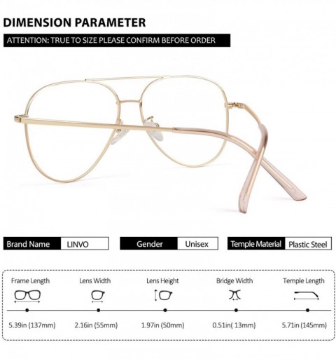 Aviator Fake Glasses for Men Women Fashion Pilot Metal Frame Non-Prescription Clear Lens Glasses PTO56 - Gold - CQ18A0ZO6EM $...