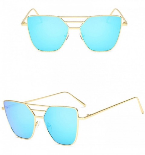 Semi-rimless Fashion Polarized Sunglasses Irregular Oversized - Blue - C7196IYGQO6 $19.39