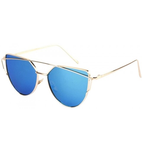 Cat Eye Sunglasses Fashion Twin-Beams Classic Women Metal Frame Mirror Sun Glasses Cat Eye Glasses Polarized Eyewear - CT18Q7...