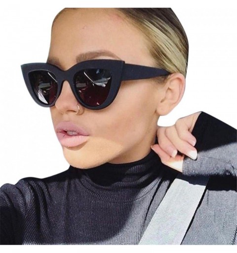 Aviator Hot Sale! Women Cat Eye Sunglasses Vintage Retro Eyewear Fashion Ladies Solid UV Protection Travel Glasses (F) - C318...