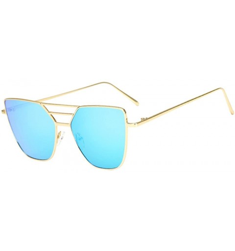 Semi-rimless Fashion Polarized Sunglasses Irregular Oversized - Blue - C7196IYGQO6 $9.82
