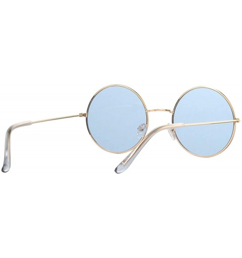 Oval Fashion Bule Round Sunglasses Women Brand Designer Luxury Sun Glasses Cool Retro Female Oculos Gafas - Gold Green - CE19...