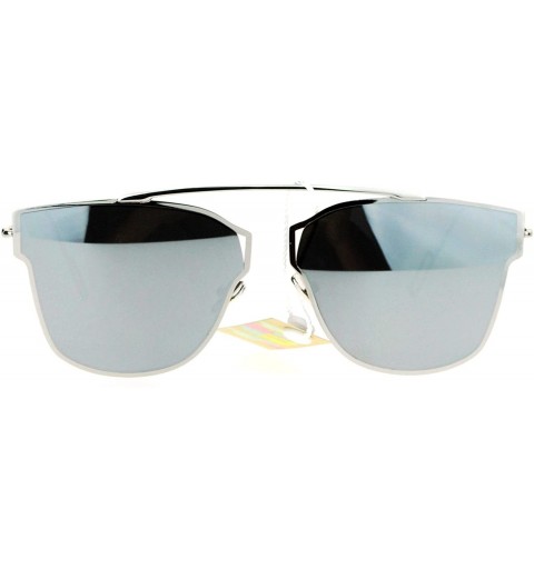 Rimless Womens Designer Fashion Sunglasses Thin Metal Frame Flat Rim Flat Lens - Silver (Silver Mirror) - CO188XGXENW $8.53