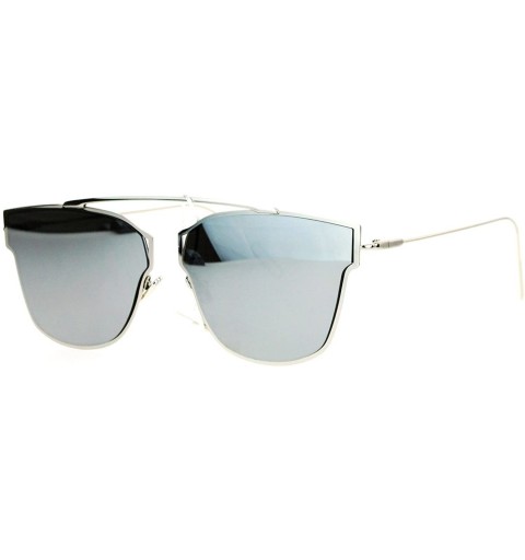 Rimless Womens Designer Fashion Sunglasses Thin Metal Frame Flat Rim Flat Lens - Silver (Silver Mirror) - CO188XGXENW $8.53