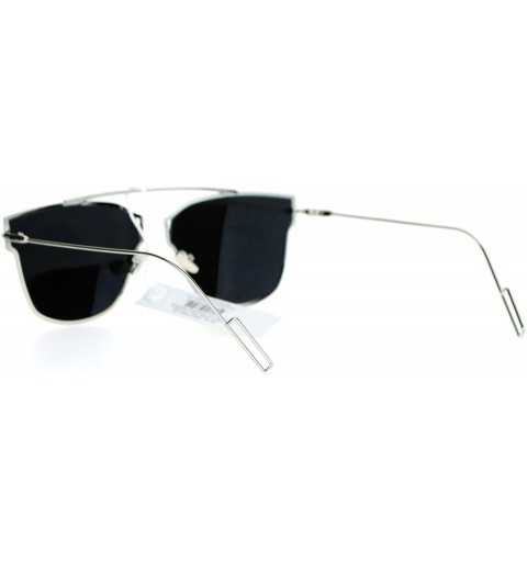 Rimless Womens Designer Fashion Sunglasses Thin Metal Frame Flat Rim Flat Lens - Silver (Silver Mirror) - CO188XGXENW $8.53