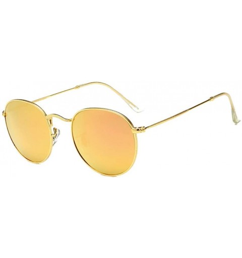 Round Adult HD Driving Sunglasses- Retro Round Fashion Sunglasses (Color Gold Frame/Pink) - Gold Frame/Pink - CL1997LDRAU $42.59