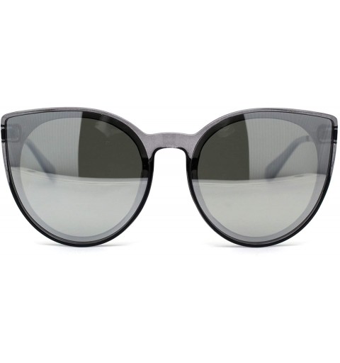 Oversized Womens Round Polarized Oversize Cat Eye Chic Plastic Retro Sunglasses - Slate Silver Mirror - CX192AKRR4H $12.07