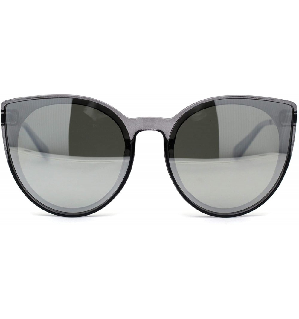 Oversized Womens Round Polarized Oversize Cat Eye Chic Plastic Retro Sunglasses - Slate Silver Mirror - CX192AKRR4H $12.07