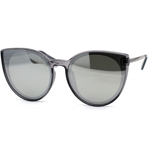 Oversized Womens Round Polarized Oversize Cat Eye Chic Plastic Retro Sunglasses - Slate Silver Mirror - CX192AKRR4H $12.07