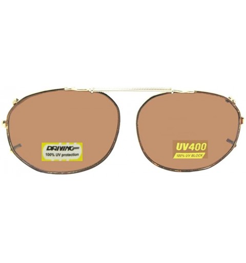 Square Round Square Non Polarized Driving Lens Clip-on - Gold/Brown-non Polarized Amber Lens - CR189RCMT0D $35.62