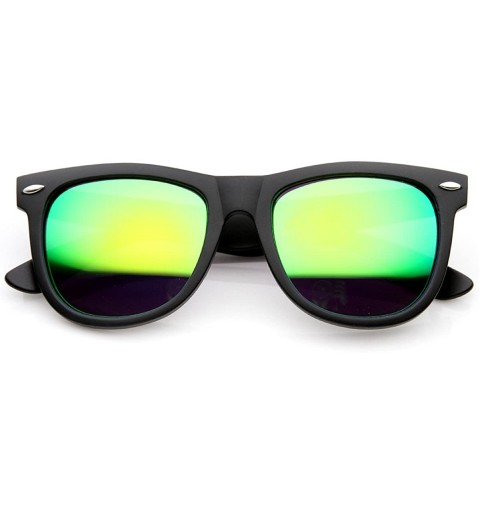 Oversized Oversized Horn Rimmed Sunglasses with Metal Rivets - Black Green - CJ11XOOCLIZ $10.48