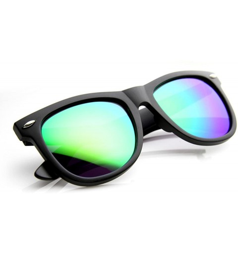 Oversized Oversized Horn Rimmed Sunglasses with Metal Rivets - Black Green - CJ11XOOCLIZ $10.48