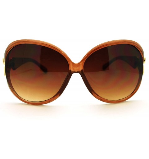 Round Bow Ribbon Design Women's Oversized Round Sunglasses - Brown - CP11LS13G21 $12.09