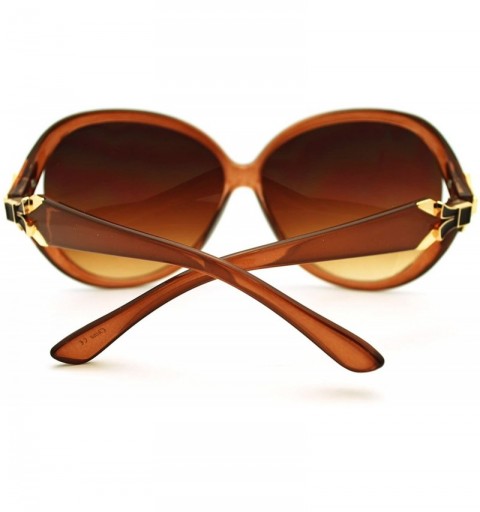 Round Bow Ribbon Design Women's Oversized Round Sunglasses - Brown - CP11LS13G21 $12.09