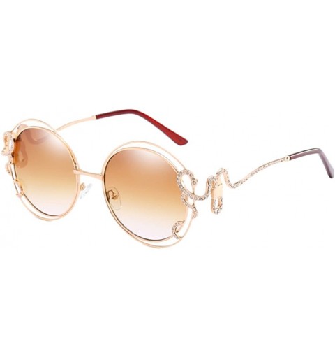 Round Summer Fashion Ladies Eyewear Designer Round Sunglasses Goggles Outdoor - Tea - CF18DM4WT0R $12.41