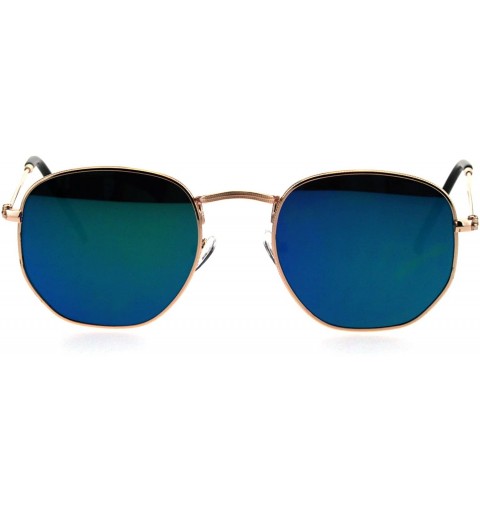 Rectangular Mens Color Mirror Luxury Victorian Metal Rim Rectangular Sunglasses - Gold Teal - C518GO9CLOS $23.83