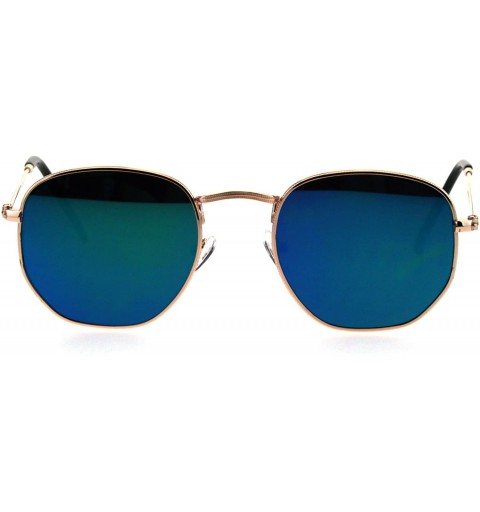 Rectangular Mens Color Mirror Luxury Victorian Metal Rim Rectangular Sunglasses - Gold Teal - C518GO9CLOS $15.36